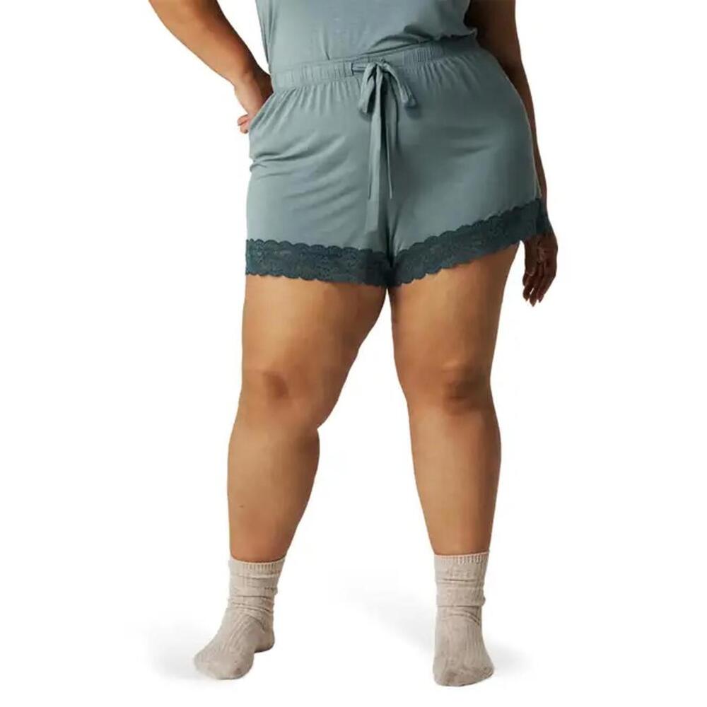 Posh Peanut Plus Size Women's Lace Pajama Shorts Blue Size Medium